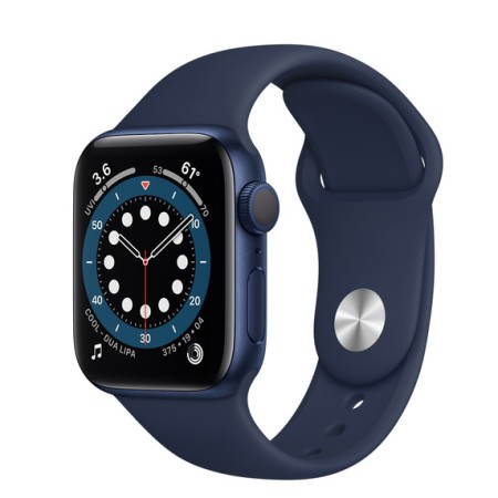 Apple Watch S6 GPS, 40mm Blue Aluminium Case with Deep Navy Sport Band - Regular
