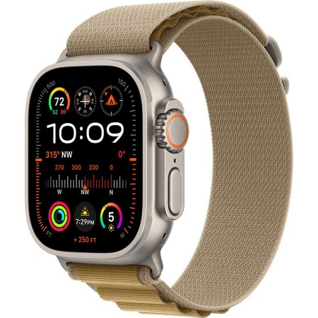 Apple Watch Ultra2 v2 Cellular 49mm Natural Titanium Case with Tan Alp Loop LARG