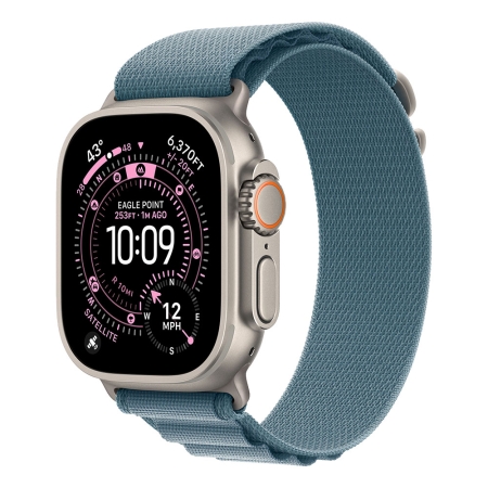 Apple Watch Ultra 3 Cellular 49mm Natural Titanium Case with Light Blue Alpine Loop - Medium