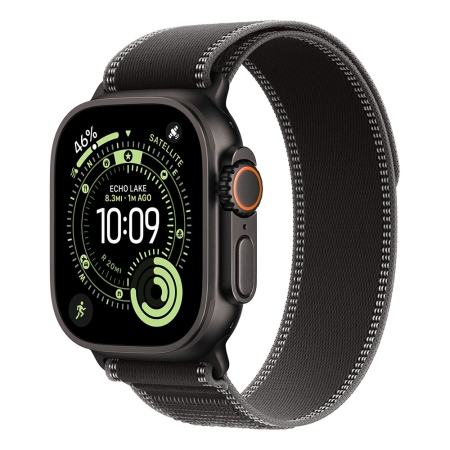 Apple Watch Ultra 3 Cellular 49mm Black Titanium Case with Black/Charcoal Trail Loop - S/M
